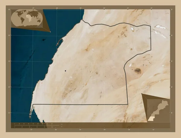 Dakhla Oued Dahab Región Marruecos Mapa Satelital Baja Resolución Ubicaciones —  Fotos de Stock