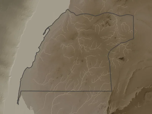 Дахла Уэд Даби Регион Моро Карта Высот Окрашенная Сепиевые Тона — стоковое фото