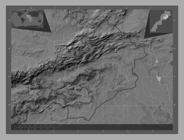 Draa Tafilalet Draa Tafilalet Περιοχή Του Μαρόκου Bilevel Υψομετρικός Χάρτης — Φωτογραφία Αρχείου