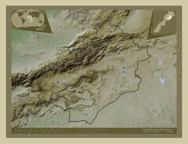 Draa Tafilalet Draa Tafilalet Περιοχή Του Μαρόκου Υψόμετρο Χάρτη Χρωματισμένο — Φωτογραφία Αρχείου