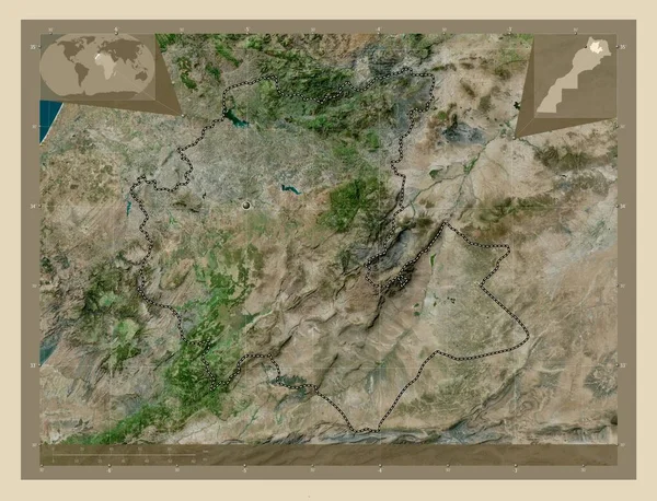Fes Meknes Περιφέρεια Μαρόκου Υψηλής Ανάλυσης Δορυφορικός Χάρτης Γωνιακοί Χάρτες — Φωτογραφία Αρχείου