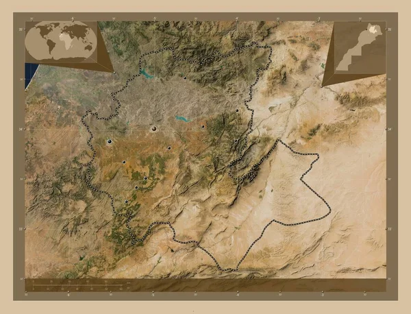 Fes Meknes Região Marrocos Mapa Satélite Baixa Resolução Locais Das — Fotografia de Stock
