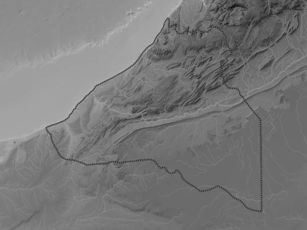 Гельмим Уэд Нун Регион Моро Карта Высот Оттенках Серого Озерами — стоковое фото