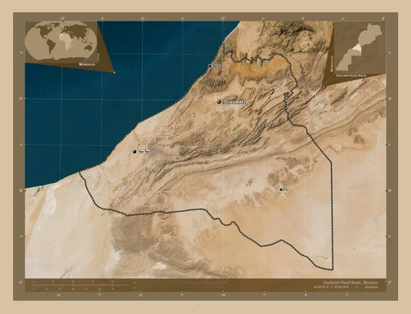 Guelmim Oued Noun Регіон Марокко Супутникова Карта Низькою Роздільною Здатністю — стокове фото