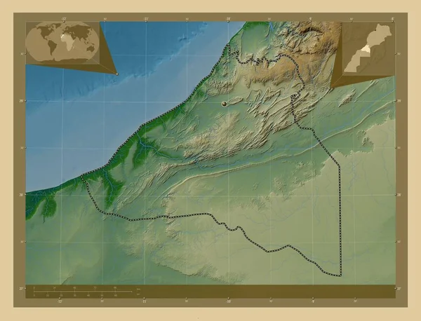 Guelmim Oued Noun Região Marrocos Mapa Elevação Colorido Com Lagos — Fotografia de Stock
