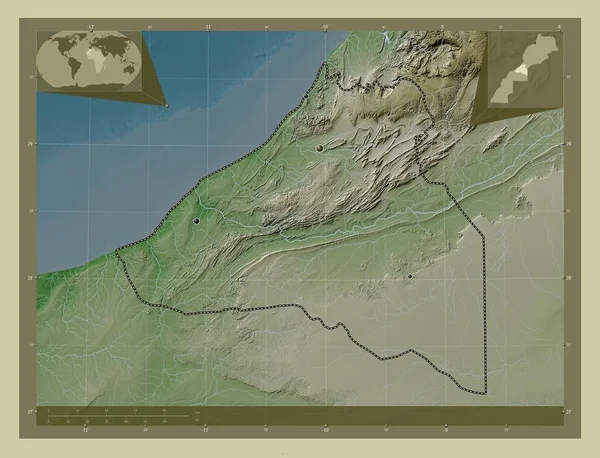 Guelmim Oued Noun Region Maroka Mapa Wzniesień Kolorowa Stylu Wiki — Zdjęcie stockowe