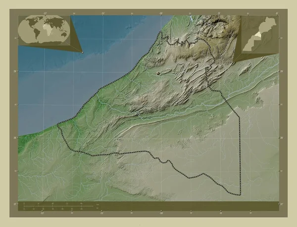 Guelmim Oued Noun Region Maroka Mapa Wzniesień Kolorowa Stylu Wiki — Zdjęcie stockowe