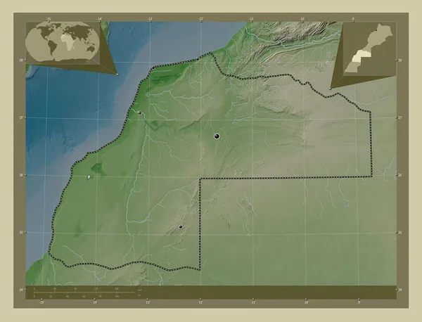Laayoune Sakia Hamra Región Marruecos Mapa Elevación Coloreado Estilo Wiki — Foto de Stock