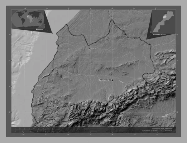 Марракеш Сафі Регіон Марокко Білевелівська Карта Висот Озерами Річками Місця — стокове фото