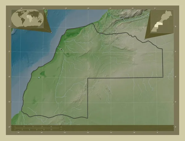 Laayoune Sakia Hamra Regione Del Marocco Mappa Elevazione Colorata Stile — Foto Stock