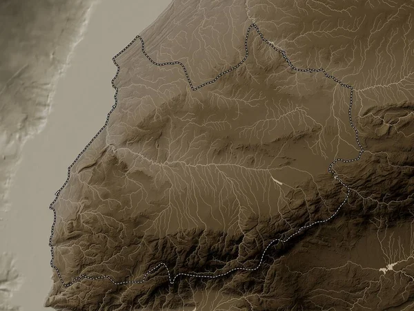 Марракеш Сафи Область Марокко Карта Высот Окрашенная Сепиевые Тона Озерами — стоковое фото