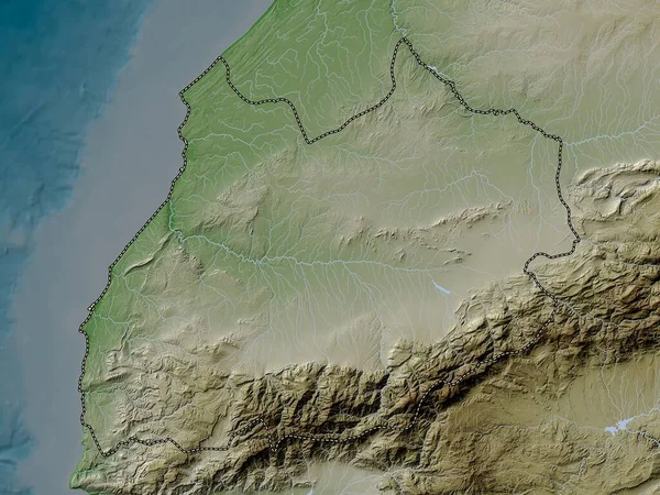 Marrakech Safi Região Marrocos Mapa Elevação Colorido Estilo Wiki Com — Fotografia de Stock