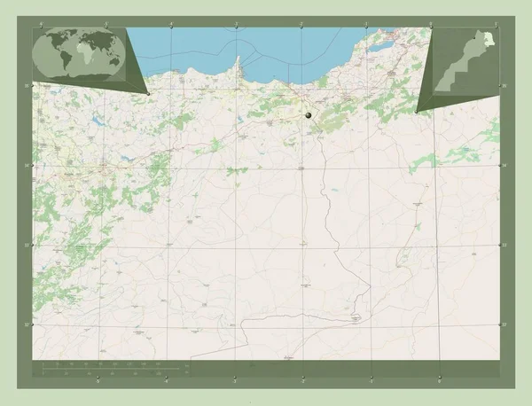 摩洛哥地区 开放街道地图 角辅助位置图 — 图库照片