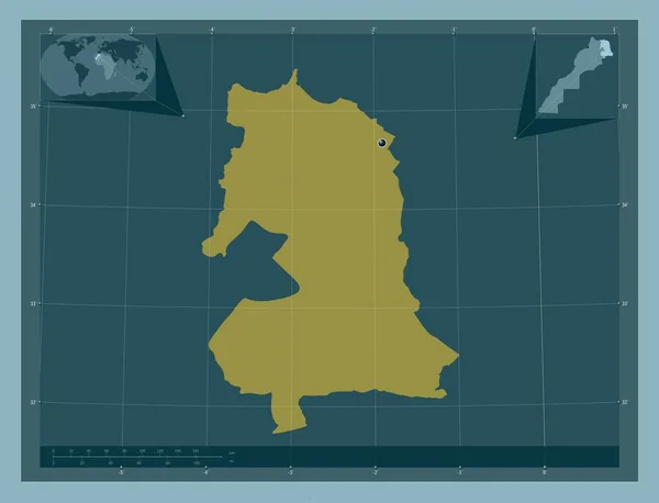 Doğu Fas Bölgesi Katı Renk Şekli Köşedeki Yedek Konum Haritaları — Stok fotoğraf