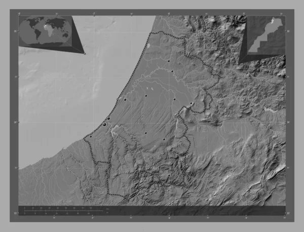 Rabat Sale Kenitra Regio Van Marokko Hoogteplattegrond Met Meren Rivieren — Stockfoto
