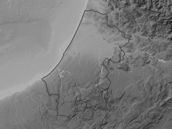Rabat Sale Kenitra Region Morocco Grayscale Elevation Map Lakes Rivers — Stock Photo, Image