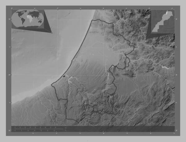 Rabat Sale Kenitra Region Marokko Graustufen Höhenkarte Mit Seen Und — Stockfoto