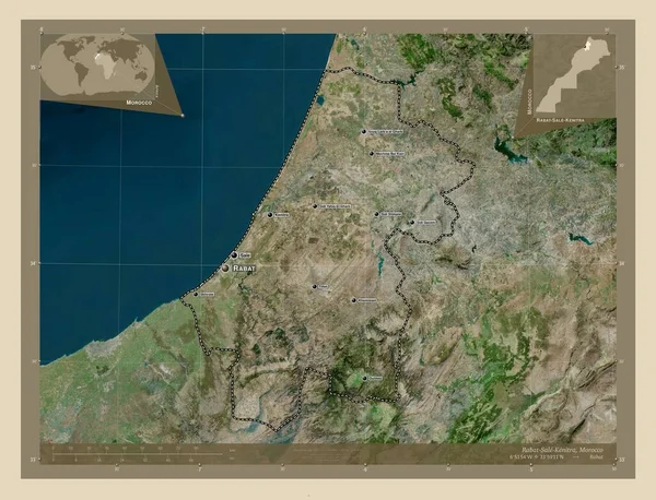 Rabat Sale Kenitra Región Marruecos Mapa Satelital Alta Resolución Ubicaciones —  Fotos de Stock