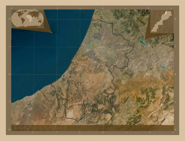 Rabat Sale Kenitra Περιφέρεια Μαρόκου Δορυφορικός Χάρτης Χαμηλής Ανάλυσης Γωνιακοί — Φωτογραφία Αρχείου