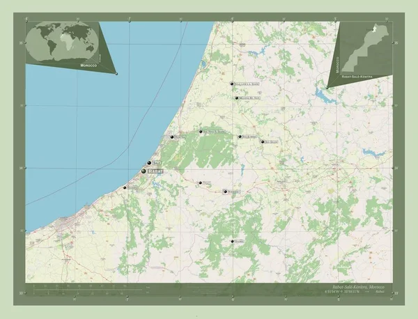 Rabat Sale Kenitra Regione Del Marocco Mappa Stradale Aperta Località — Foto Stock