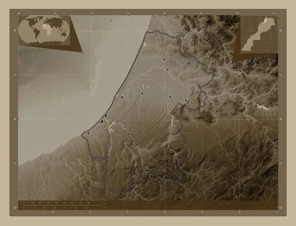 Rabat Sale Kenitra Regione Del Marocco Mappa Elevazione Colorata Toni — Foto Stock