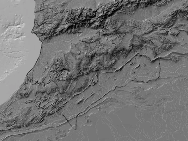 Souss Massa Región Marruecos Mapa Elevación Bilevel Con Lagos Ríos — Foto de Stock