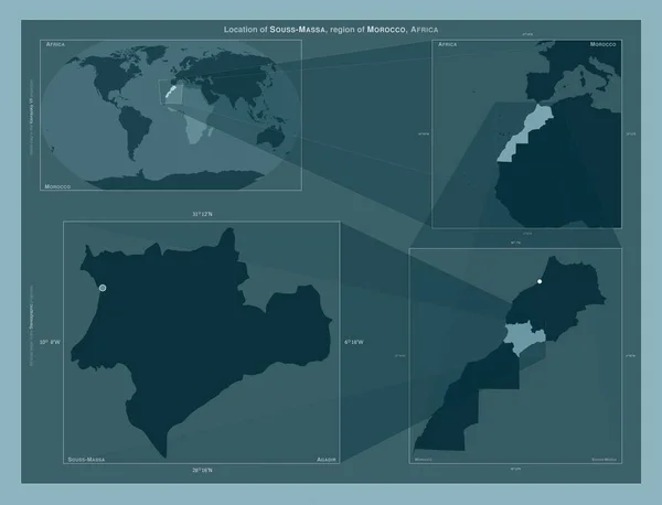 Ssouss Massa 모로코의 지역입니다 도표는 규모의 지도에서 지역의 위치를 줍니다 — 스톡 사진