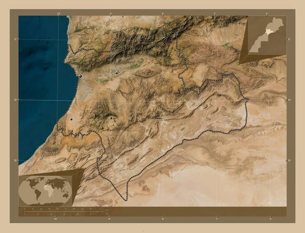 Souss Massa Región Marruecos Mapa Satelital Baja Resolución Ubicaciones Las —  Fotos de Stock