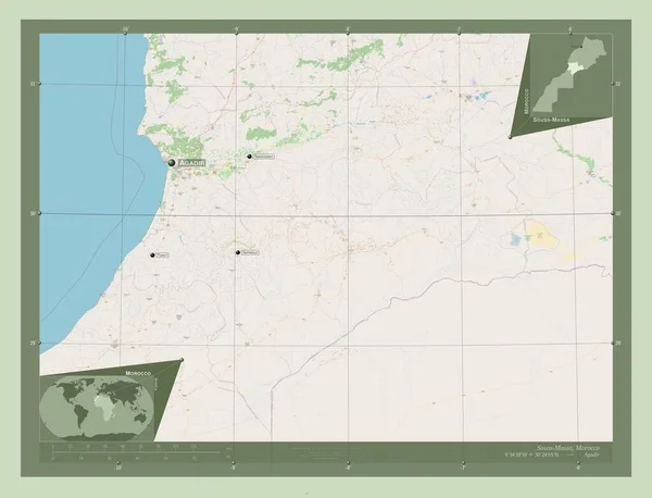 Souss Massa Регіон Марокко Відкрита Карта Вулиць Місця Розташування Назви — стокове фото