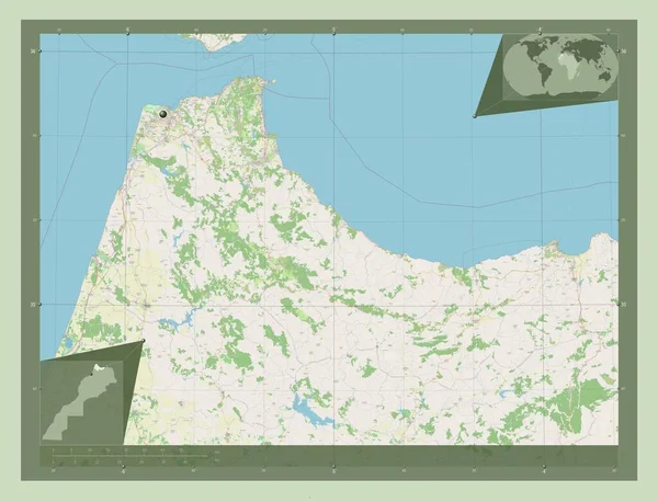Tanger Tetouan Hoceima Regio Van Marokko Open Plattegrond Hulplocatiekaarten Hoek — Stockfoto