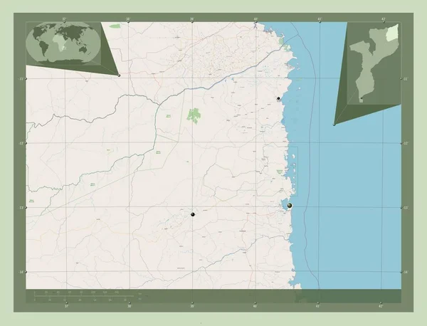 Cabo Delgado Provincia Del Mozambico Mappa Stradale Aperta Località Delle — Foto Stock