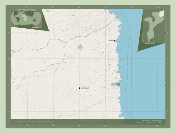 Cabo Delgado Provincie Mozambique Open Plattegrond Locaties Namen Van Grote — Stockfoto