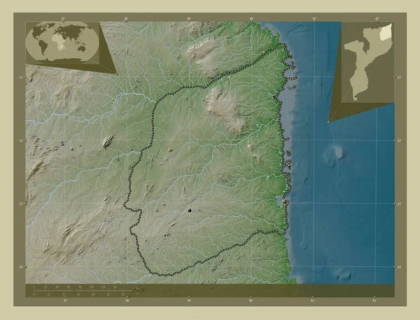 Кабо Дельгадо Провінція Мозамбік Висота Карти Забарвлена Вікі Стилі Озерами — стокове фото