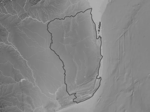 Inhambane Provincia Mozambique Mapa Elevación Escala Grises Con Lagos Ríos — Foto de Stock