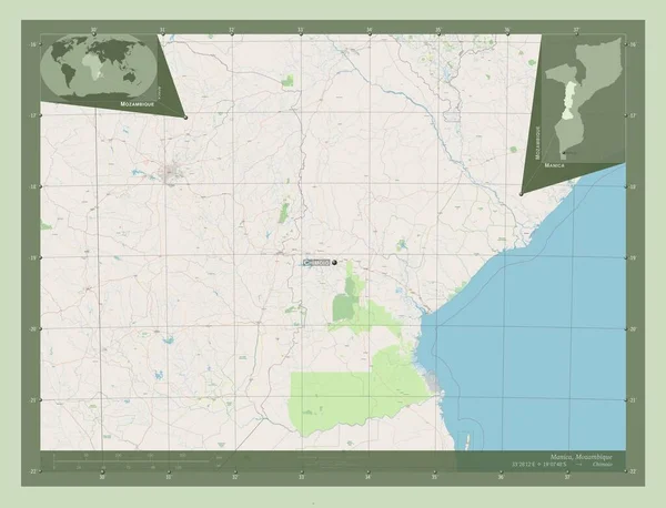 Маніка Провінція Мозамбік Відкрита Карта Вулиць Місця Розташування Назви Великих — стокове фото