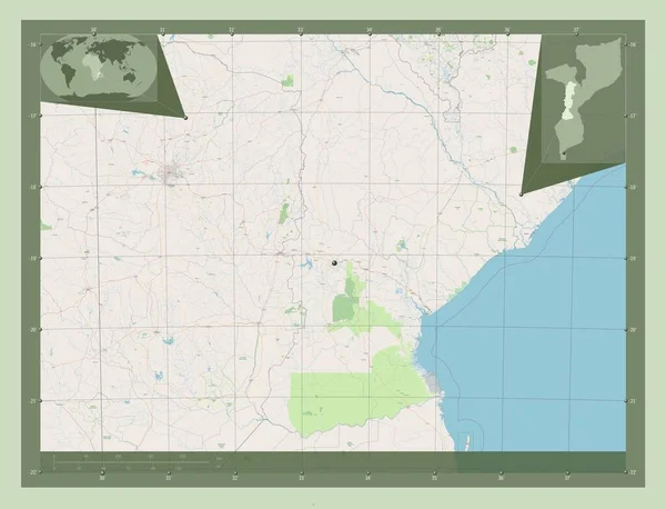 Manica Prowincja Mozambik Otwórz Mapę Ulic Lokalizacje Dużych Miast Regionu — Zdjęcie stockowe