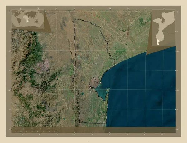 Maputo Provincia Mozambique Mapa Satelital Alta Resolución Mapas Ubicación Auxiliares —  Fotos de Stock