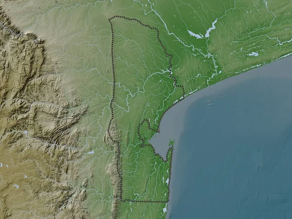 Мапуту Провинция Мозамбик Карта Высот Окрашенная Вики Стиле Озерами Реками — стоковое фото