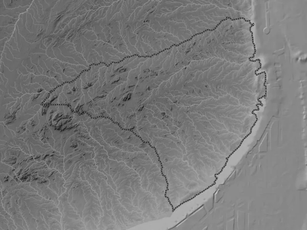 Nampula Provinsen Mozambique Gråskala Elevationskort Med Søer Floder - Stock-foto