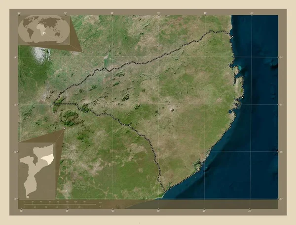 Nampula Provinz Mosambik Hochauflösende Satellitenkarte Eck Zusatzstandortkarten — Stockfoto