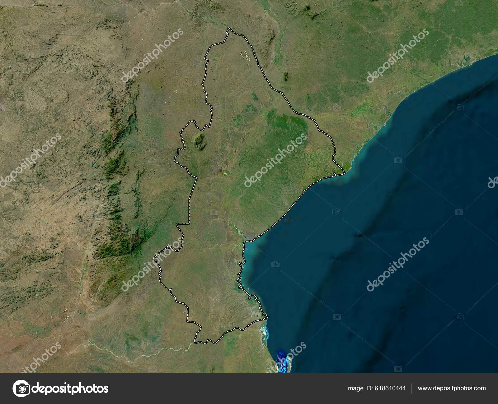 Софала Провинция Мозамбик Карта Высокого Разрешения Стоковое Фото.