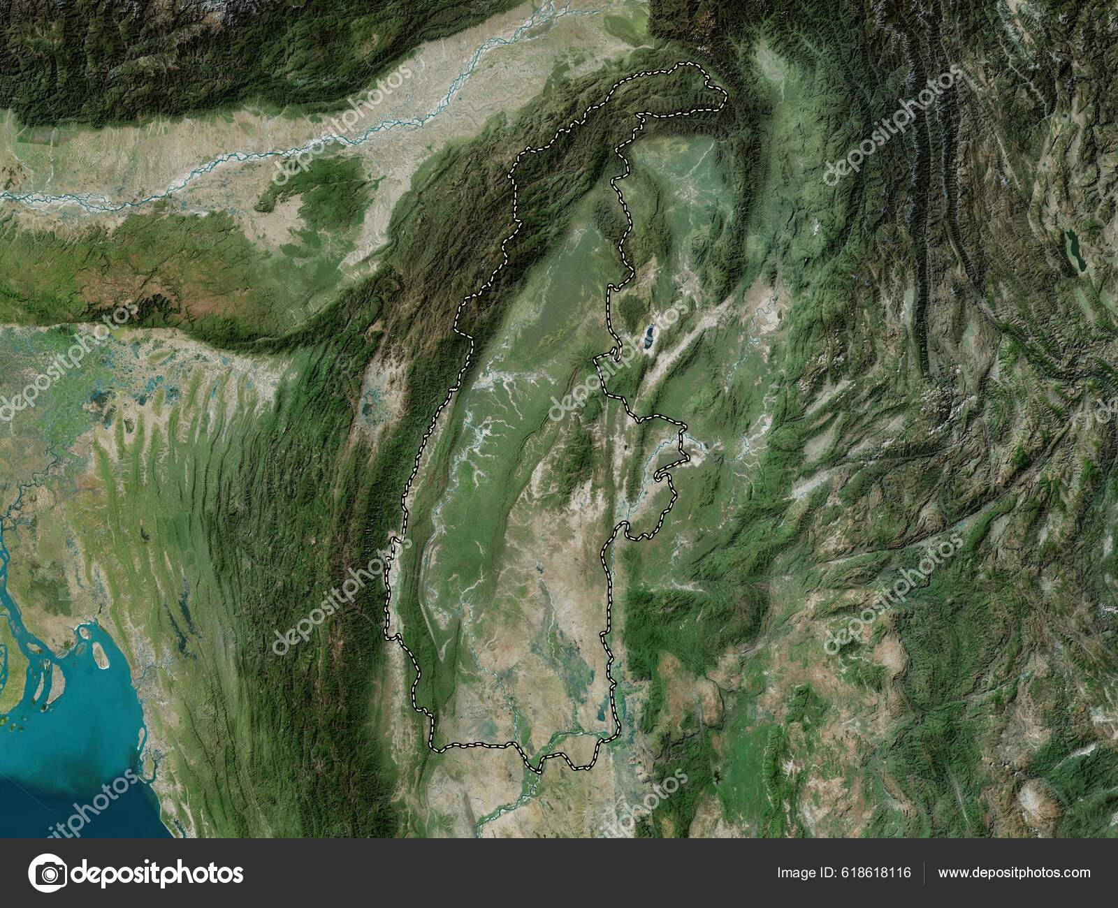 Сагаинг Раздел Мьянмы Карта Высокого Разрешения Стоковое Фото.