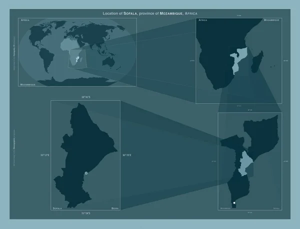 Софала Провінція Мозамбік Діаграма Показує Розташування Регіону Мапах Великого Масштабу — стокове фото