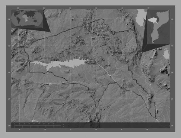 Tete Επαρχία Της Μοζαμβίκης Bilevel Υψομετρικός Χάρτης Λίμνες Και Ποτάμια — Φωτογραφία Αρχείου