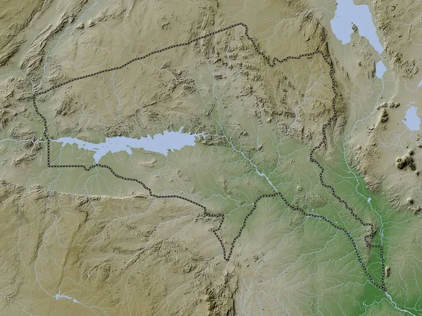 Tete Provincie Mosambik Výškové Mapy Barevné Stylu Wiki Jezery Řekami — Stock fotografie