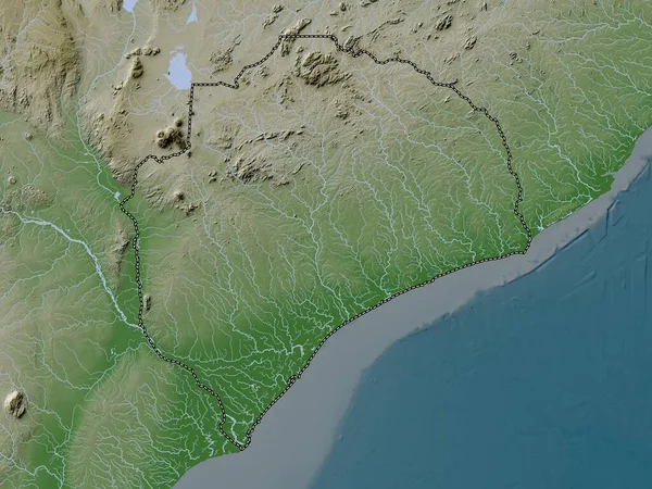 Zambezia Provincie Mozambique Hoogtekaart Gekleurd Wiki Stijl Met Meren Rivieren — Stockfoto