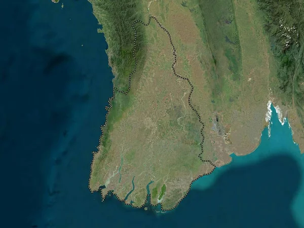 Ayeyarwady Burmas Delning Högupplöst Satellitkarta — Stockfoto