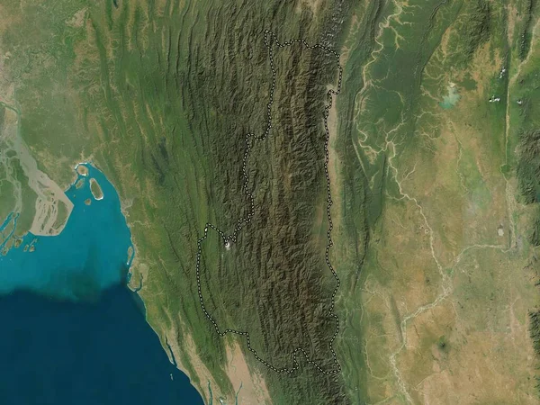 Chin Estado Mianmar Mapa Satélite Baixa Resolução — Fotografia de Stock