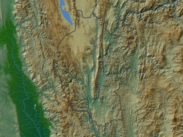Kayah Delstaten Myanmar Färgad Höjdkarta Med Sjöar Och Floder — Stockfoto