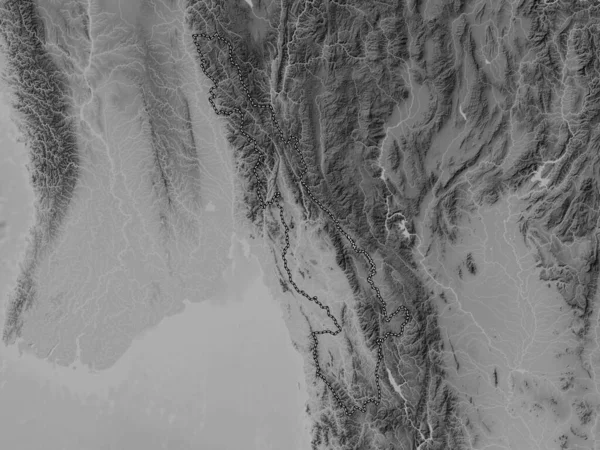 克伦邦 带有湖泊和河流的灰度高程图 — 图库照片